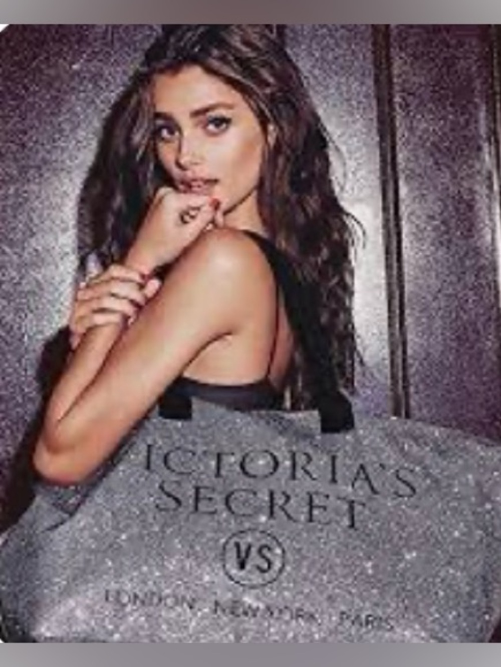 Victoria's Secret Silver Glitter Weekender Duffel Bag Large